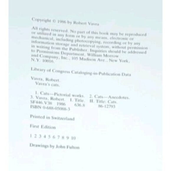 Vavras Cats by Robert Vavra Hardcover 1st Ed1996 Dust Jacket Pets kitten - Picture 4 of 14